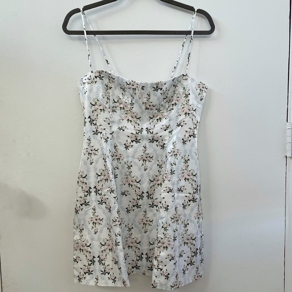 Danielle Bernstein Floral Satin Strappy mini dress - Picture 2 of 6